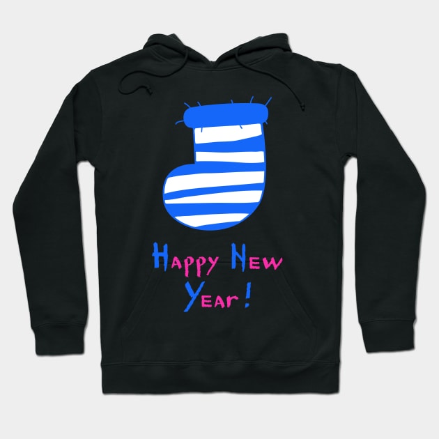 Striped Felt Christmas Stocking. Happy New Year! Hoodie by ArchiTania